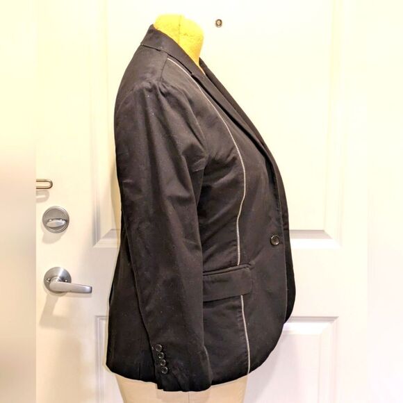 Izzue Size 5 Zipper Detail 100% Cotton Single Button Front Black Blazer - Picture 5 of 7